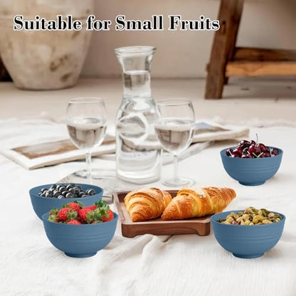 wheat straw dessert bowls 10oz set of 8 - Unbreakable snack Bowls Dishwasher Safe - Handy Bowls for Ice Cream,Yogurt and Fruits. Blue - color: Navy Blue, size: 10 oz