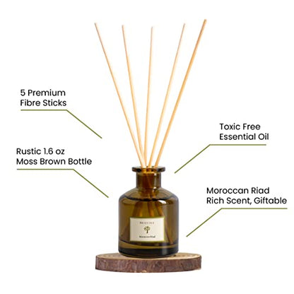 PRISTINE Moroccan Riad/Inspired by Venetian Reed Diffuser for Home | Refreshing Blend of Bergamot, Orange, Earthy Oud Reed Diffuser Set, Oil & Reed Diffuser Sticks | Home & Office Decor - size: 1.69 fl oz