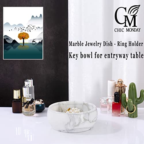 Marble Jewelry Dish - Rings Holder - color: White & Light-grey