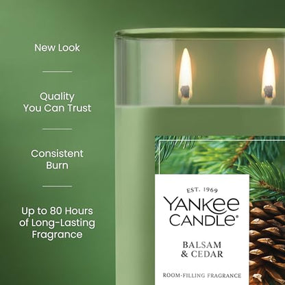 Yankee Candle Large Tumbler Scented Candle with up to 80 Hour Burn Time, Premium Plant Wax Blend for Consistent Burn, 20 oz Tumbler Candle with Room Filling Fragrance, Balsam & Cedar - color: Balsam & Cedar, size: 20oz