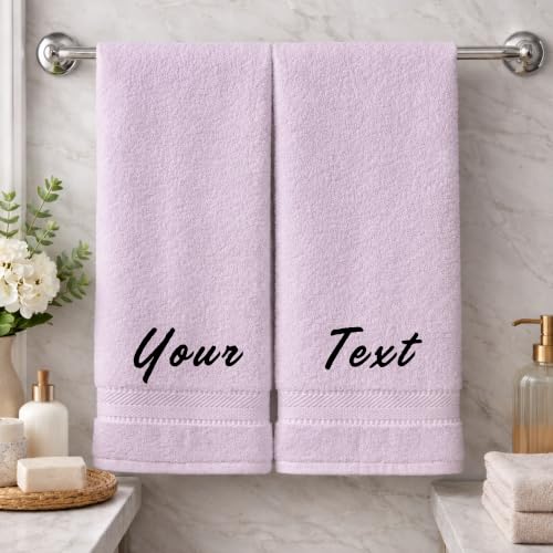 Personalized Towel Set, Custom Bath Towels with Name, Turkish Cotton Lilac | 2 Pcs Hand Towel Set, 100% Cotton, Embroidered, Monogrammed, Customized Gift For Adults, Wedding, Bridal Shower, Housewarming - color: Lilac, size: Hand Towels - 2 Piece