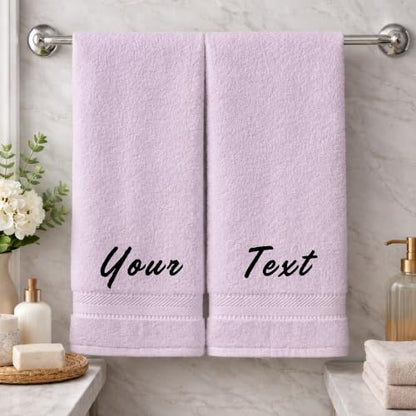 Personalized Towel Set, Custom Bath Towels with Name, Turkish Cotton Lilac | 2 Pcs Bath Towel Set, 100% Cotton, Embroidered, Monogrammed, Customized Gift For Adults, Wedding, Bridal Shower, Housewarming - color: Lilac, size: Bath Towels - 2 Piece