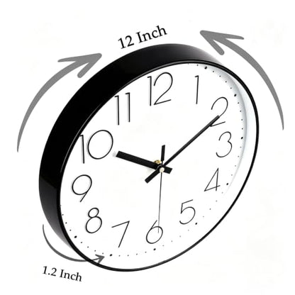 2 Pack Black Wall Clock 12 Inch Modern Silent Battery Operated Wall Clocks | Office Kitchen Classroom School - color: Black, size: 2 Pack-12 Inch