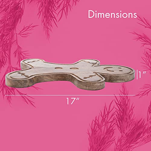 Mary Square Natural Brown Gingerbread 16.5 x 13.25 Mango Wood Christmas Cheese Cutting Board - style: Gingerbread