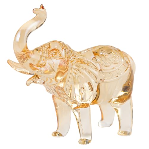 Ornalrist Gold Crystal Elephants Figurines Glass Decor Animal Figurines | Elephant Gifts for Women, Collectible Figurines Paperweights Elephant Birthday Christmas Gift for Mom Friends - color: Gold
