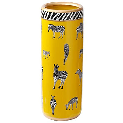 24" H Zebra Ceramic Umbrella Stand Entryway Umbrella Cane Holder | Umbrella Racks Porcelain Ceramic Umbrella Holder Modern Style Floor Vase for Storing Canes Walking Sticks for Entryway Indoor
