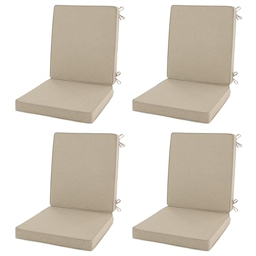 Outdoor Chair Cushions, Water-Resistant & Fade-Resistant, Patio Furniture Lawn Dining Chair Seat Replacement with Mid Back, Ties Zipper, Removable Cover, 18 x 16.5 Inch, Set of 4, Natural - color: Natural, size: 18" x 16.5" 4 Pack