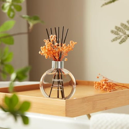 Flower Reed Diffuser Set 5.07oz Coconut Lime Scent Diffuser with Sticks Home Fragrance Reed Diffuser for Bathroom Shelf Decor