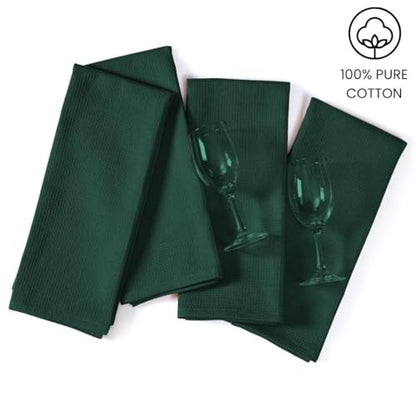 Waffle Kitchen Towels Large 16x26 inch 100% Cotton Set of 4 - Soft Absorbent Washable Tea Towel for Kitchen - Dish Cloths Quick Drying - 320 GSM Quality Dish Towel Green - color: Green