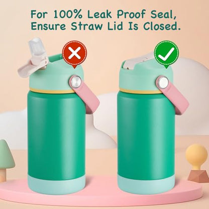 Kerilyn 12oz Water Bottle 2 Pack, Stainless Steel Insulated Water Bottle Bulk with Straws Leak-Proof,BPA Free, 2 Piece Set Mint Breeze - color: A. Mint Breeze