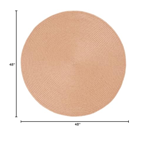 SAFAVIEH Braided Collection Area Rug - 4' Round, Tan, Handmade Country Farmhouse, Ideal for High Traffic Areas in Living Room, Bedroom (BRD402E) - color: Tan, size: 4' (Round)