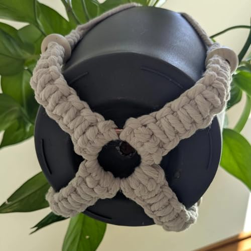 2 Pack Macrame Plant Hanger, 36 in Ivory Hanging Planter Holder | Larg Hanging Baskets with Wood Beads & No Tassels,Indoor Outdoor Boho Home Decor for Flower Pots (2 Hooks Included)