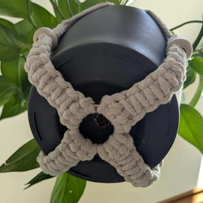 2 Pack Macrame Plant Hanger, 36 in Ivory Hanging Planter Holder | Larg Hanging Baskets with Wood Beads & No Tassels,Indoor Outdoor Boho Home Decor for Flower Pots (2 Hooks Included)