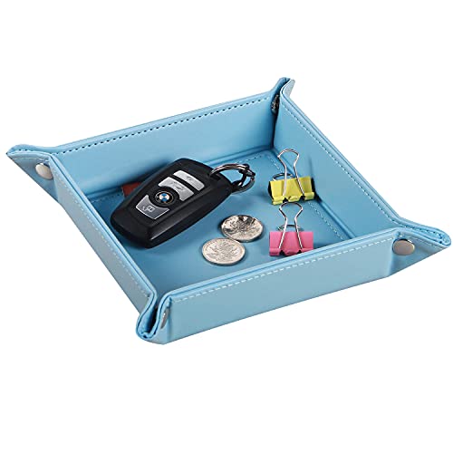 YAPISHI Key Dish Bowl for Entryway, Catchall Holder Bedside Table Valet Tray for Men's Pocket Stuff, PU Leather Nightstand Organizer for Dice/Coins/Wallet/Watch/Rings/Sunglasses, Dresser/Coffee Table | Valet Tray for Men,Nightstand, Dresser,Desk,Entryway