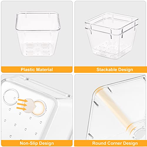 SMARTAKE 28 Piece Drawer Organizers with Non-Slip Silicone Pads, 4-Size | Clear Desk Bathroom Drawer Organizer Trays Storage Tray for Makeup, Jewelry, Utensils in Bedroom Dresser, Office and Kitchen - size: 28 PCS