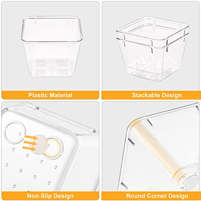 SMARTAKE 28 Piece Drawer Organizers with Non-Slip Silicone Pads, 4-Size | Clear Desk Bathroom Drawer Organizer Trays Storage Tray for Makeup, Jewelry, Utensils in Bedroom Dresser, Office and Kitchen - size: 28 PCS