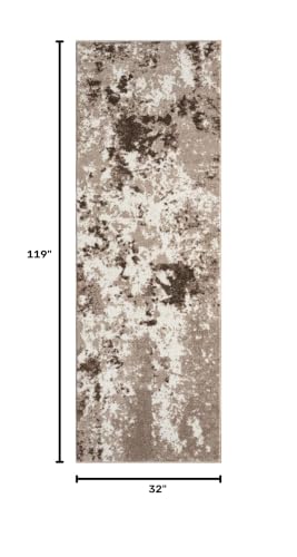 Keen Home Design Abstract Non-Shedding Runner Rug, Soft Thick Pile, 2x10 | Polypropylene High Pile, Jute Back; Ideal For Hallway, Bedside, Landing, Home Office - color: Skies Beige, size: 2'8" x 9'11" (Runner)