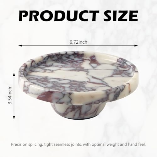 Luxury Natural Marble Pedestal Tray for Dresser Jewelry Home Decor | Calacatta Viola marble vanity tray organizes perfumes, skincare and toiletries for bathroom countertops and vanity spaces - size: 9.8"