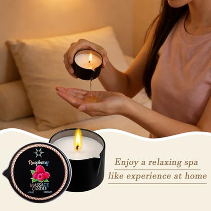 6 Pack Low Temperature Massage Oil Candle Set | Soy Wax That Melts Into Skin Nourishing Body Oil Massage Candle for Home Spa, Massage Therapy, Relaxation - Natural - 2.35 oz