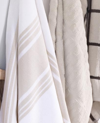 All-Clad Dual-Purpose Kitchen Towels: Highly Absorbent - 100% Cotton, 17"x30" Dish Towels for Cleaning & Drying Dishes & Glassware, 3-Pack, Almond - color: Almond