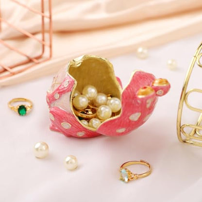 QIFU Hand Painted Pink Frog Style Enamel Jewelry Trinket Box Hinged, Unique Gift for Family - style: Frog