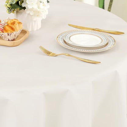 Round Beige Vinyl Waterproof Tablecloth with Flannel Backed | Spillproof Wipe Clean Table Cloth, Plastic Flannel Backing for Dining, Buffet Parties Picnic Camping, 60" - color: Beige, size: 60" (Round)