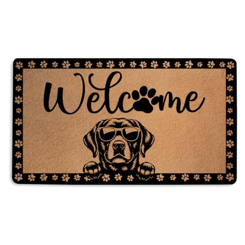 Rottweiler Gifts Door Mat, Faux Coco Coir Doormat with Non-Slip PVC Backing | Cute Rottweiler Welcome Mat for Outdoor Indoor Entryway Porch Home, Housewarming Gifts for Women Dog Lover 18x30 Inch - color: Multicolour 0350