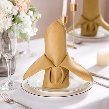 Bailarina Cloth Napkins Set of 80,17x17 inches Dinner Napkins Cloth Washable,Polyester Square Table Cloth Napkin Bulk with Hemmed Edges Ideal for Banquets, Parties and Weddings-Gold - color: Gold
