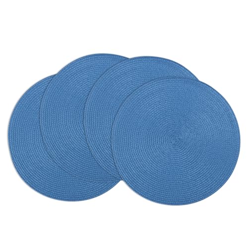 Winknowl Round Braided Placemats Set of 4 Washable Woven Heat Resistant Table Mats for Kitchen Dining Tables 15 inch Round Place Mats (Blue,4pcs) - color: Blue, size: 4pcs
