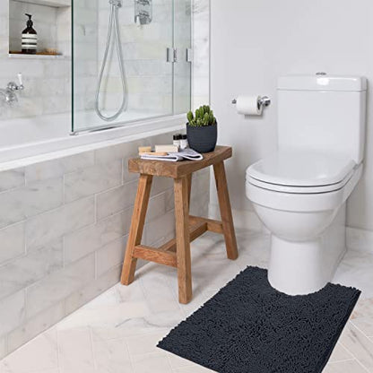 Bathroom Rugs Sets 2 Piece, Luxury Chenille Bath Mat Set, Soft Plush Anti-Slip Bath Rug + U-Shaped Toilet Mat. Microfiber Shaggy Carpet, Super Absorbent (24” x 36” & 20” x 24” U, Charcoal) - color: Charcoal, size: 2 Piece Set - Large