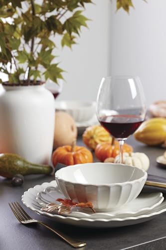 Lenox French Perle Scallop White Dinnerware Set with Accent Plates | dishwasher safe, microwave safe | plates and bowls sets for kitchen and dining | 11 inch plate, dish set - style: 12-Piece Dinnerware Set