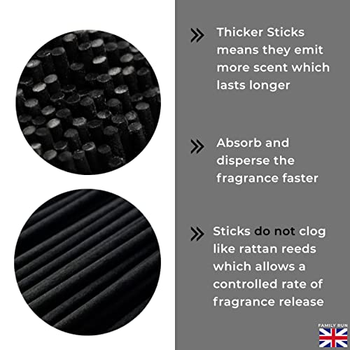 Ziffs Home® 120pcs Black Fibre Reed Diffuser Sticks - 20cm/7.87in x 4mm/0.16in - Thick Reeds Sticks - Fibre Reeds for Diffusers - color: Black - 7.87 Inch - 20cm