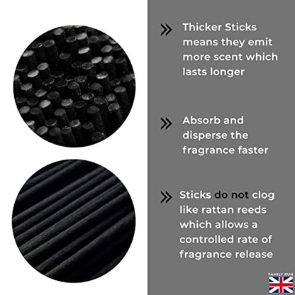 Ziffs Home® 120pcs Black Fibre Reed Diffuser Sticks - 20cm/7.87in x 4mm/0.16in - Thick Reeds Sticks - Fibre Reeds for Diffusers - color: Black - 7.87 Inch - 20cm