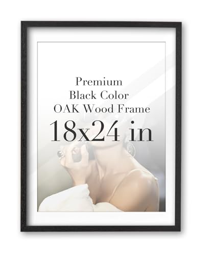 iHery 18x24in Black OAK Wood Picture Frame with Mat | Premium Wood Frame with 2 Mats (16x20 & 18x24), Acrylic Glass, Thick Backboard, Minimalist Wall Display, 1Pack - color: Black, size: 18X24