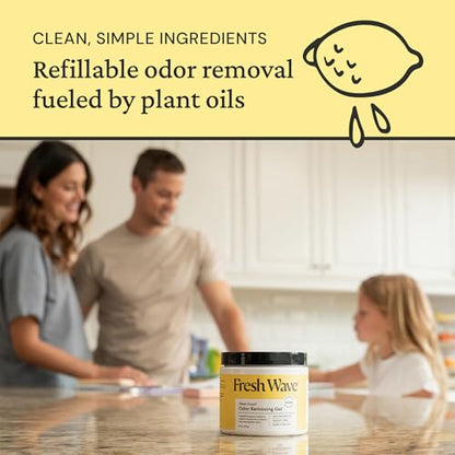 Fresh Wave Lemon Odor Eliminator Gel 2Pk 15 oz - Air Freshener for Home | Lasts 30-60 days. Plant-based odor absorber. No perfumes or harsh chemicals. Bathroom & closet deoderizer. Refills available. - size: 15 Fl Oz (Pack of 2)