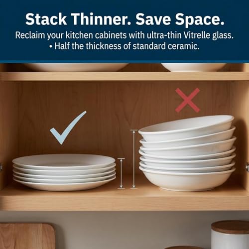 Corelle Vitrelle 6-Piece Salad Appetizer Plate Set Triple Layer Glass and Chip Resistant, 6-3/4-Inch Lightweight Round Plates, Winter Frost White - size: 6.75" Appetizer Plates