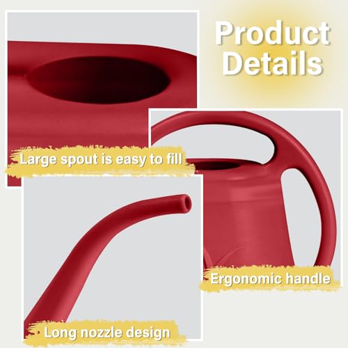 ZXJ Plant Watering Can - for Indoor and Outdoor Home Garden Plants - with Long Spout - Wine Red - 1/2 Gallon - color: Wine Red