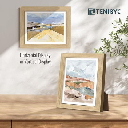 8x10 Picture Frame 3 Pack, Natural Oak Wooden Frame, HD Tempered Glass, 8 by 10 Photo Frame for Tabletop - color: Oak, size: 8 X 10, style: 3 Pack