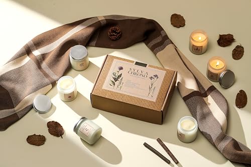 Scented Candle Gift Set for Women, Pet-Friendly 6-Pack Soy Wax Candles, 10% Essential Oils, Quick Diffusion, Long-Lasting Fragrance, 20-24H Burn, Ideal for Yoga, Relaxation, Stress Relief & Home Décor