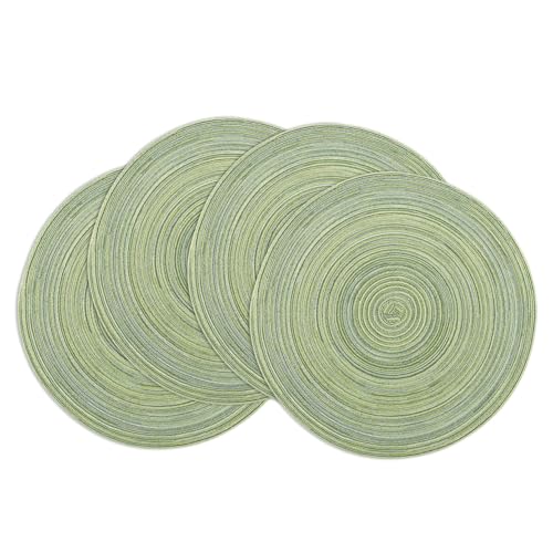 Winknowl Round Braided Placemats Set of 4 Washable Woven Heat Resistant Table Mats for Kitchen Dining Tables 15 inch Round Place Mats (Pea Green,4) - color: Pea Green, size: 4pcs