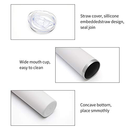 HASLE OUTFITTERS 20 oz Skinny Tumbler, Stainless Steel Insulated Slim Tumbler with Lid, Reusable Double Wall Travel Coffee Mug, Durable Powder Coated Travel Water Cup(White, 1) - color: White, size: 20 Ounces