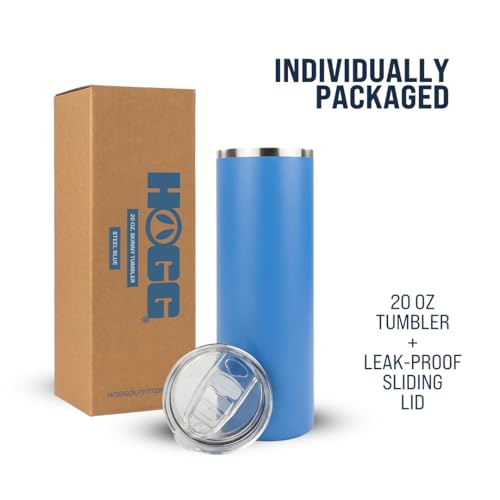 Hogg 20 oz Skinny - Steel Blue, Powder Coated Tumblers for Laser Engraving, Engravable Tumblers Bulk, Stainless Steel Cups Bulk, Insulated Cups with Lids - color: Steel Blue