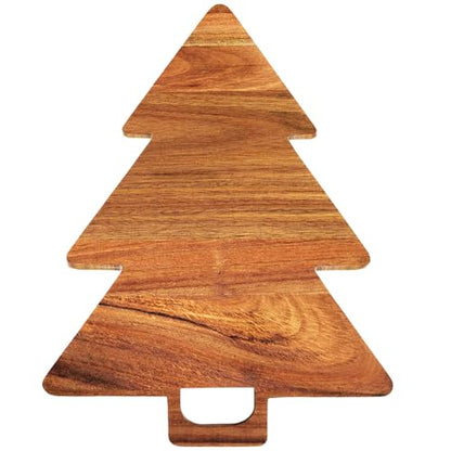 Christmas Tree Shaped Cutting Board | Christmas Tree Charcuterie Board, Wood Platters for Kitchen,Christmas Tree Wooden Serving Tray Cheese Board with Handle