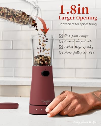 Electric Salt and Pepper Grinder Set with Storage Base, Stainless Steel Rechargeable Salt and Pepper Grinder Set with 4.5 oz Large Capacity, 1.8" Wide Mouth, Adjustable Coarseness, Ideal for Kitchen - color: Roseo