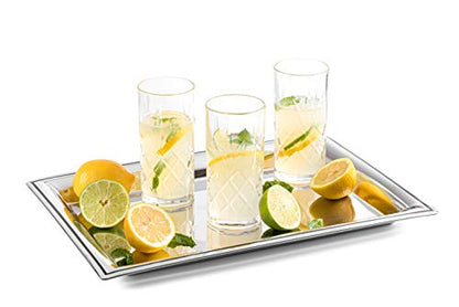 Royalty Art Kinsley Tall Highball Glasses, Set of 8, 12 oz Cups | Textured designer glassware, water, beer, soda, trendy elegant dishware, dishwasher safe - style: Hiball