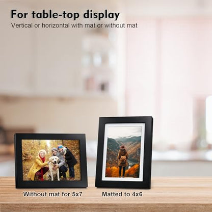 5x7 Picture Frame Black, Solid Wood Frames 5x7 with Acrylic Plexiglass for Pictures 4x6 With Mat,Tabletop and Wall Display, 5 x 7 Picture Frame Set of 4 - color: Black, size: 5x7