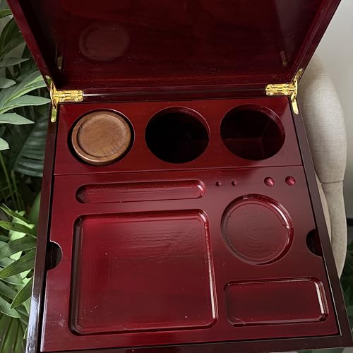 Large Wooden Box Decorative Storage Box with Lock & Accessories - Premium Stash Box with 2 Glass Jar, Brushes,Tubes,Keepsake Memory Treasure Box for DIY Crafts Photo Storage Gifts Birthday Christmas