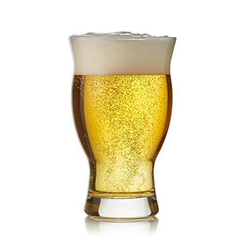 Libbey Craft Brews Nucleated Pint Beer Glasses, Dishwasher Safe Pint Glasses Set of 4 for Light Beers, Stouts, Laser Etching Nucleated Beer Glasses - color: Nucleated Pint 4