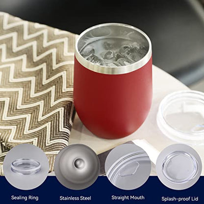 DOMICARE Stainless Steel Wine Tumbler Bulk with Lid, Personalized Insulated Tumblers Set, 12oz Travel Coffee Cups Pack of 1, Red - color: Red, size: 1 Count (Pack of 1)