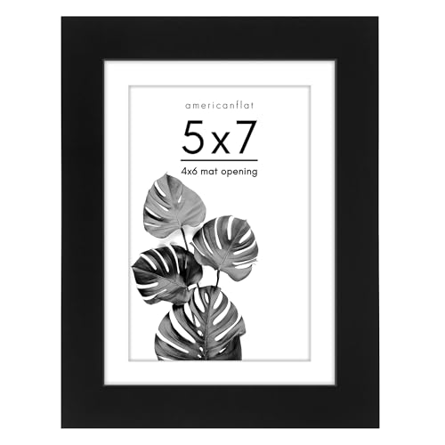 Americanflat 5x7 Picture Frame with Shatter-Resistant Glass - Set of 2 - Use as 4x6 Frame with Mat or Display 5x7 Photo Without Mat - Signature Collection - Picture Frames for Tabletop or Wall - Black - color: Black, size: 5x7, style: 1 Pack